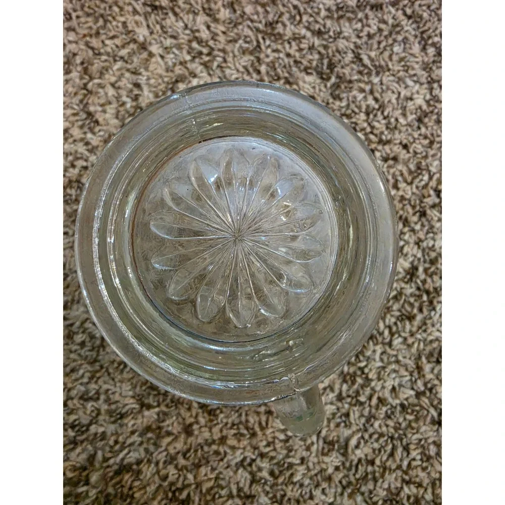 Vintage Anchor Hocking Prescut Glass Pitcher Star of David Starburst 16oz Pint